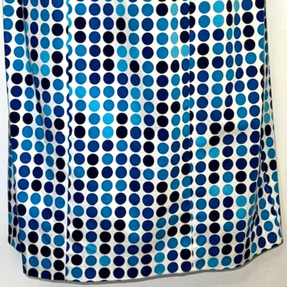 CALVIN KLEIN AQUA BLUE POLKA DOT SHEATH DRESS PLEATED TOP SIZE 10 - Picture 4 of 11